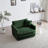 3 Piece Sofa Set with Arm Pillows and Toss Pillows , Sofa Set Include 2- Piece of Arm Chair and One 2-seat Sofa, Space Saving Casual Sofa Set for Living Room, Green Chenille