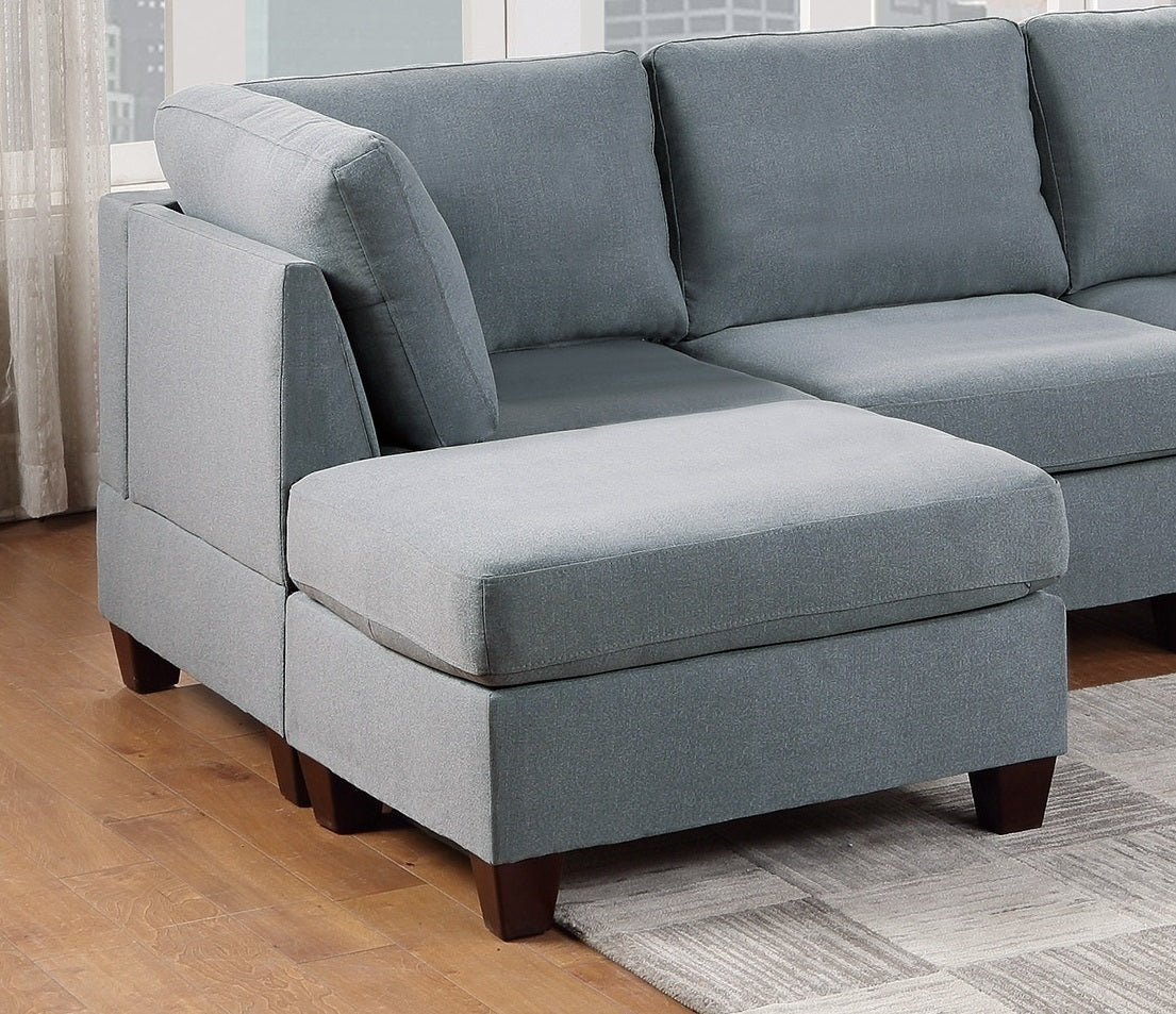 Grey Linen Like Fabric Modular Sectional 6pc Set