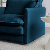 Modern Fabric Loveseat Sofa Couch for Living Room, Upholstered Large Size Deep Seat 2-Seat Sofa with 4 Pillows ,Blue Chenille