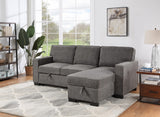 Estelle Dark Gray Fabric Reversible Sleeper Sectional with Storage Chaise Drop-Down Table 2 Cup Holders and 4 USB Ports