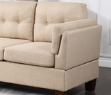 Dalia Khaki Linen Modern Sectional Sofa with Left Facing Chaise