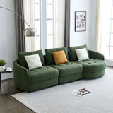 113"  Mid Century Modern Dark green Teddy Fabric Sofa