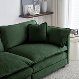 3 Piece Sofa Set with Arm Pillows and Toss Pillows , Sofa Set Include 2- Piece of Arm Chair and One 2-seat Sofa, Space Saving Casual Sofa Set for Living Room, Green Chenille