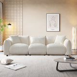 Beige Mid Century Modern Couch 3-Seater Sofa