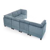 Navy Chenille L shape Modular Sectional