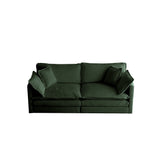 Modern Fabric Loveseat Sofa Couch for Living Room, Upholstered Large Size Deep Seat 2-Seat Sofa with 4 Pillows ,Green Chenille