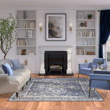 Damara Blue, Gray, and Multi-color Viscose Area Rug 5x8