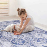 3x5 Area Rugs, Blue Area Rug, Washable Rug, Low-Pile, Non-Slip, Non-Shedding, Foldable, Kid & Pet Friendly - Area Rugs for living room, bedroom, kitchen, dining room - Perfect Gift, (Blue, 3x5)