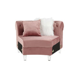 Ninagold Sectional Sofa w/7 Pillows, Pink Velvet