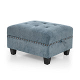 Navy Chenille L shape Modular Sectional