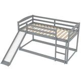 Twin over Twin Bunk Bed with Convertible Slide and Ladder , Gray(Old SKU:WF281725AAE)