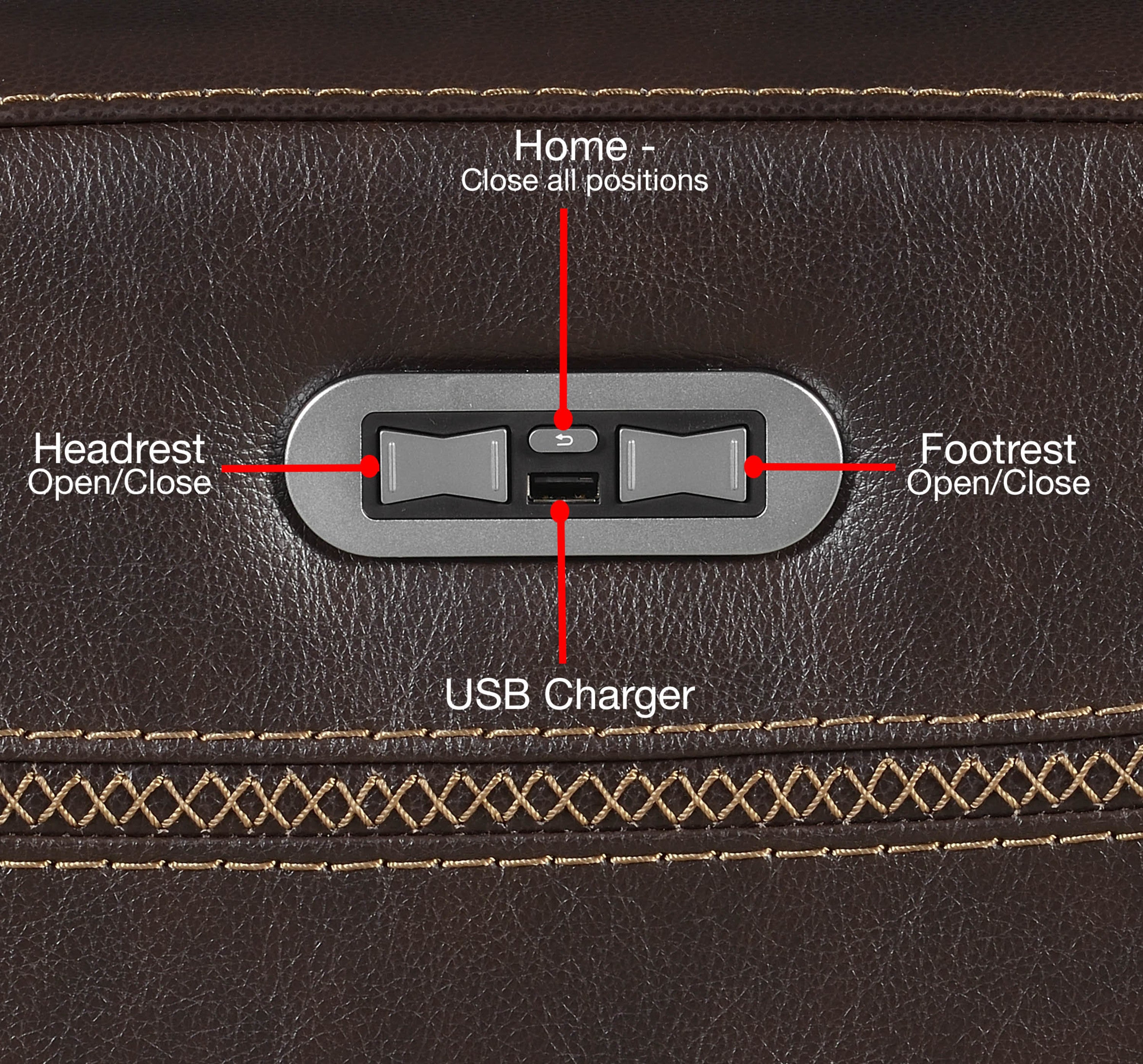 Customizable Dual-Power Leather Sectional Top-Grain Leather, Power Headrest, Power Footrest