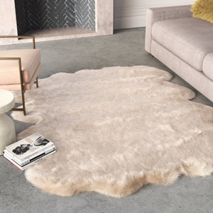 Beige Faux Fur Area Rug 2x3