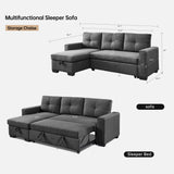 91 Dark Grey Reversible Sleeper Sectional