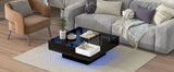 ON-TREND Modern Minimalist Design 31.5*31.5in Square Coffee Table with Detachable Tray and Plug-in 16-color LED Strip Lights Remote Control for Living Room (OLD SKU: WF291303AAB )