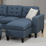 Polyfiber Reversible Sectional Sofa with Ottoamn in Navy