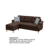 Dark Brown Fabric 2 Piece Sectional Sofa with Round Tapered Legs