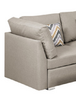 Amira Beige Fabric Reversible Sectional Sofa with Ottoman and Pillows