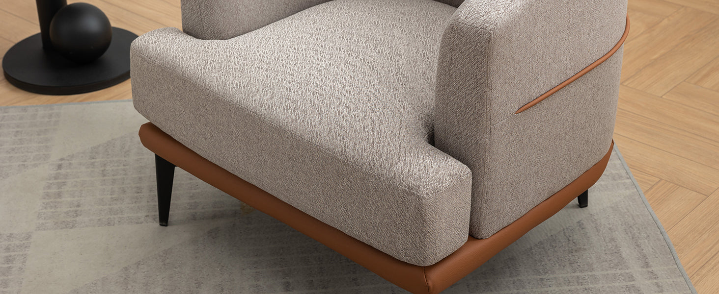 Modern Two-tone Burnt Orange Barrel Fabric Chair