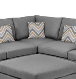 Amira 95.3" Gray Fabric Reversible Sectional Sofa with Ottoman and Pillows