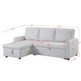 Hiltons Sleeper Sectional Sofa w/Storage, White Fabric