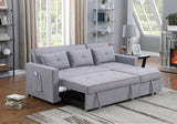 Zoey Light Gray Linen Convertible Sleeper Sofa with Side Pocket