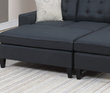 Black Reversible 3pc Sectional w/ Wood Legs