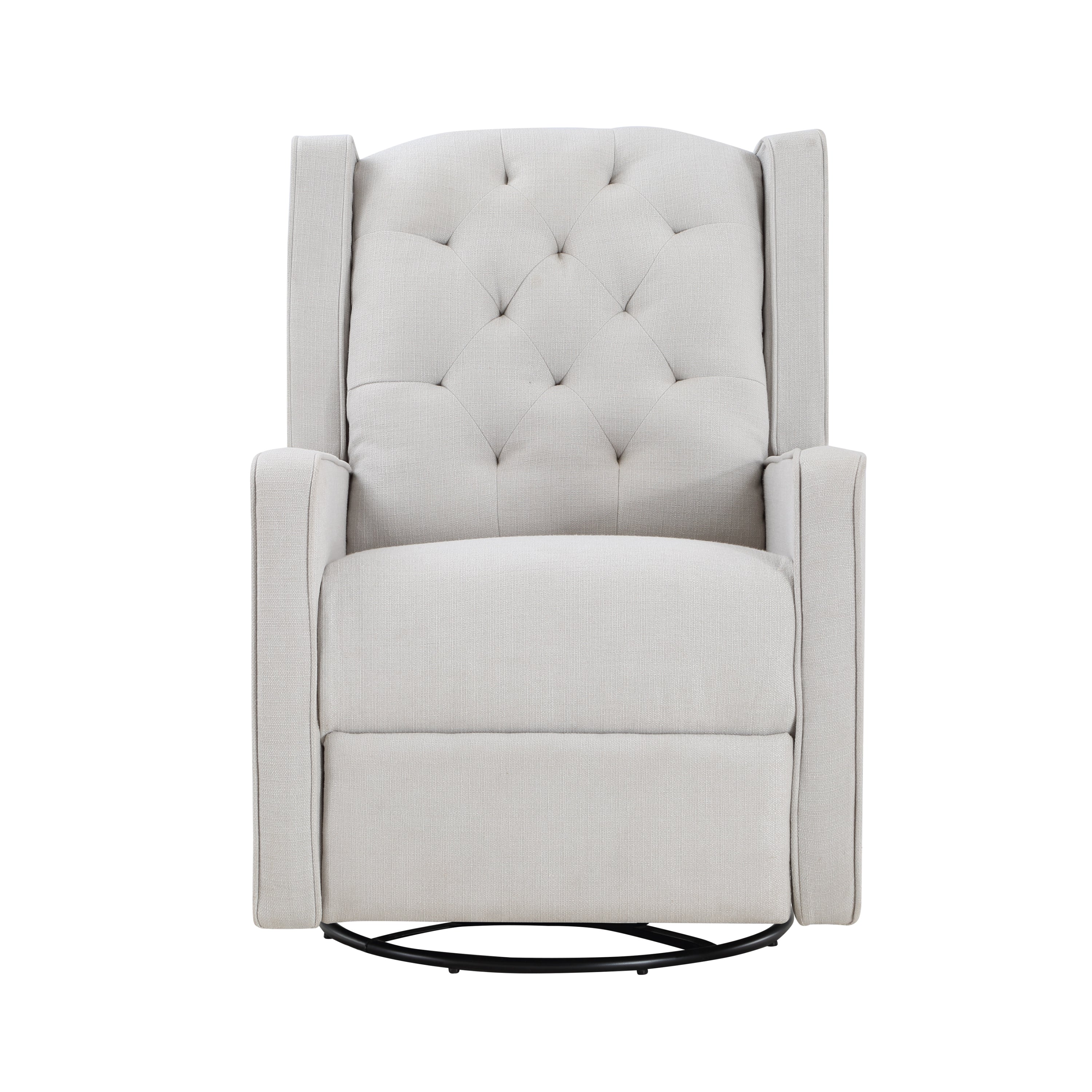 Milah Tufted Swivel Glider Recliner In Light Gray Fabric