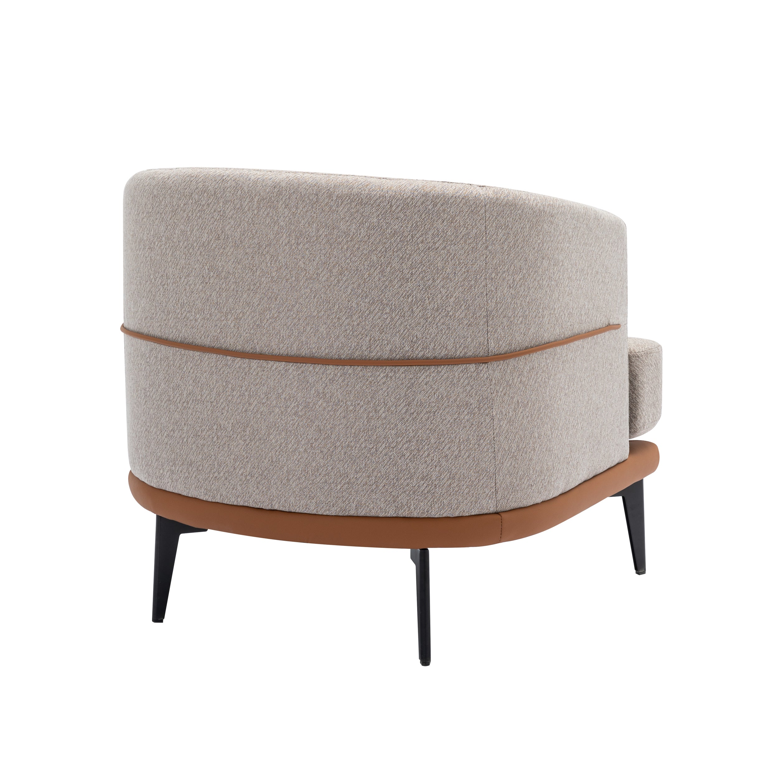 Modern Two-tone Burnt Orange Barrel Fabric Chair