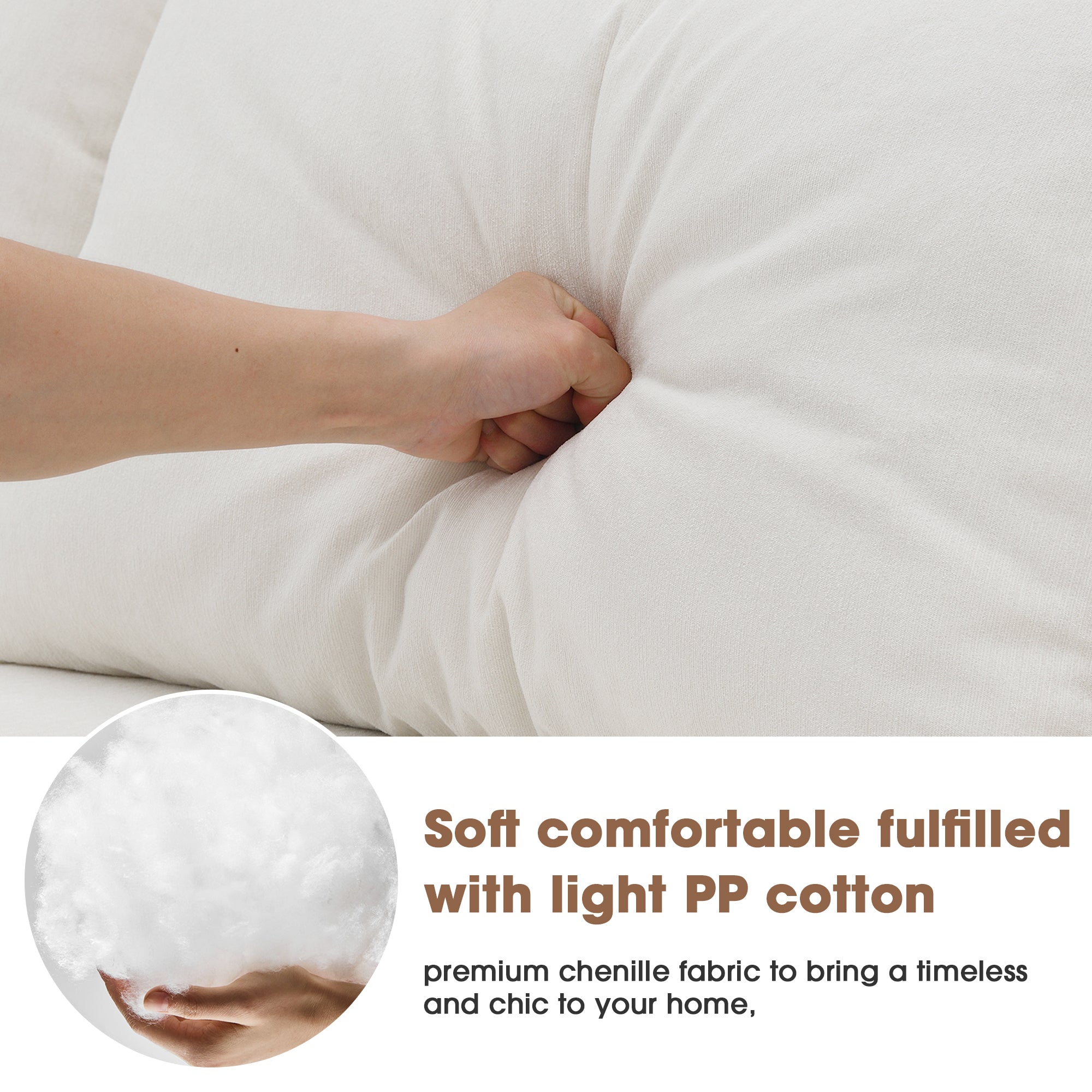 [VIDEO provided] [New] 109*68" Modular Sectional Living Room Sofa Set, Modern Minimalist Style Couch, Upholstered Sleeper Sofa for Living Room, Bedroom, Salon, 2 PC Free Combination, L-Shape, Cream