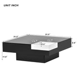 ON-TREND Modern Minimalist Design 31.5*31.5in Square Coffee Table with Detachable Tray and Plug-in 16-color LED Strip Lights Remote Control for Living Room (OLD SKU: WF291303AAB )