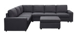 Casey 120" Modular Sectional Sofa with Ottoman in Dark Gray Linen