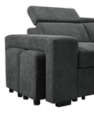 Henrik Dark Gray Sleeper Sectional Sofa with Storage Ottoman and 2 Stools