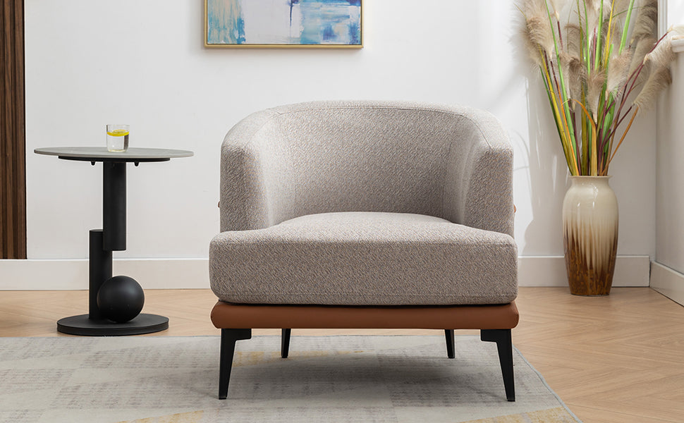 Modern Two-tone Burnt Orange Barrel Fabric Chair