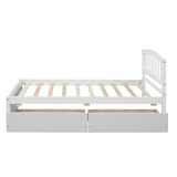 Twin Platform Storage Bed Wood Bed Frame with Two Drawers and Headboard, White (Previous SKU: SF000062KAA)