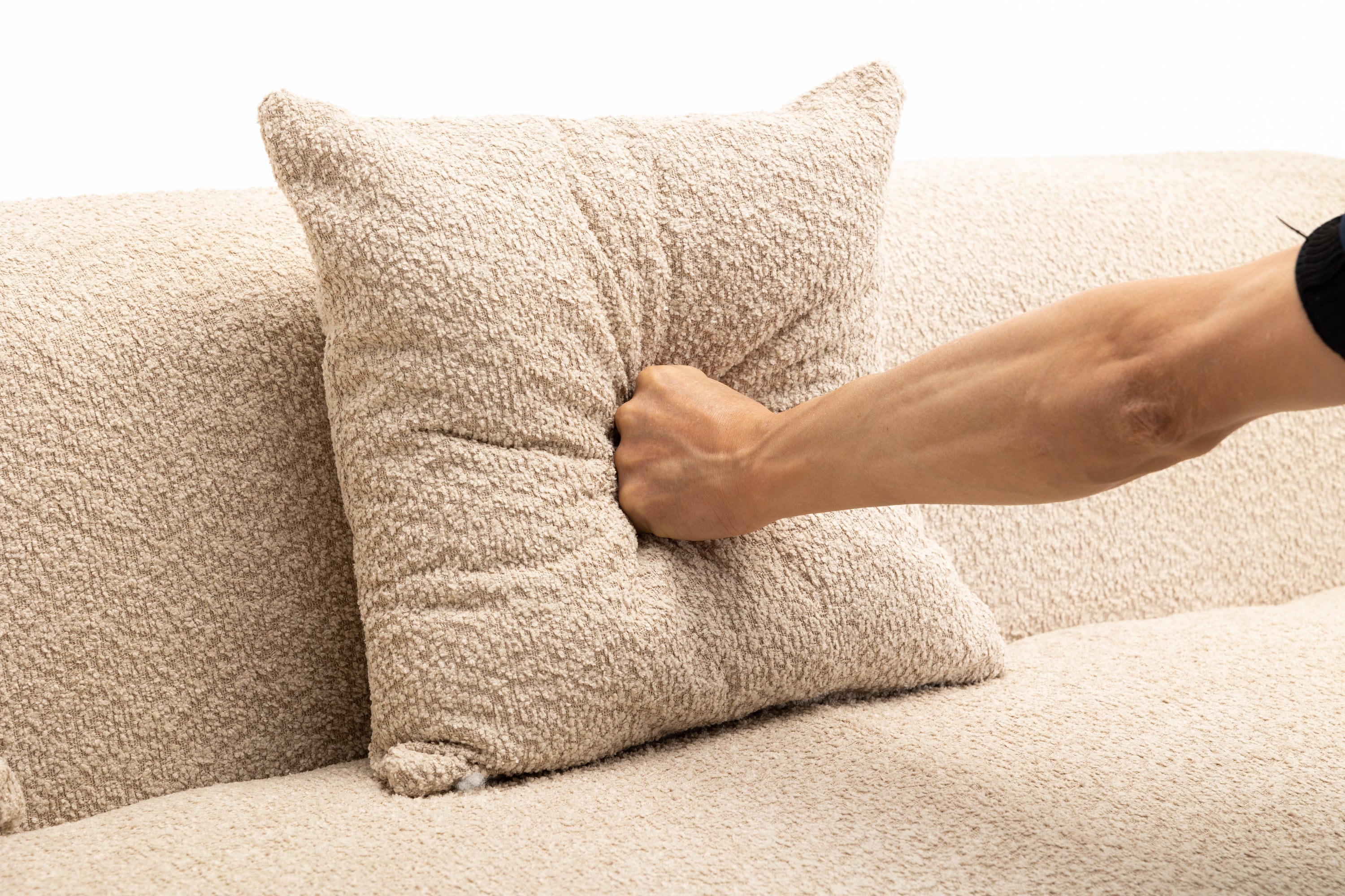 Modular Sectional Living Room Sofa Set, Modern Minimalist Style Couch, Upholstered Sleeper Sofa for Living Room, Bedroom, Salon, 2 PC Free Combination ,Anti-wrinkle,Boucle fabric,Light Brown