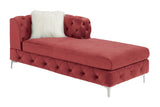 Burgundy Velvet Tufted Cushion Couch LAF And RAF Chaise Armless Loveseat