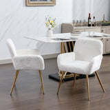 Faux Rabbit Hair Dining Chair Set of 2