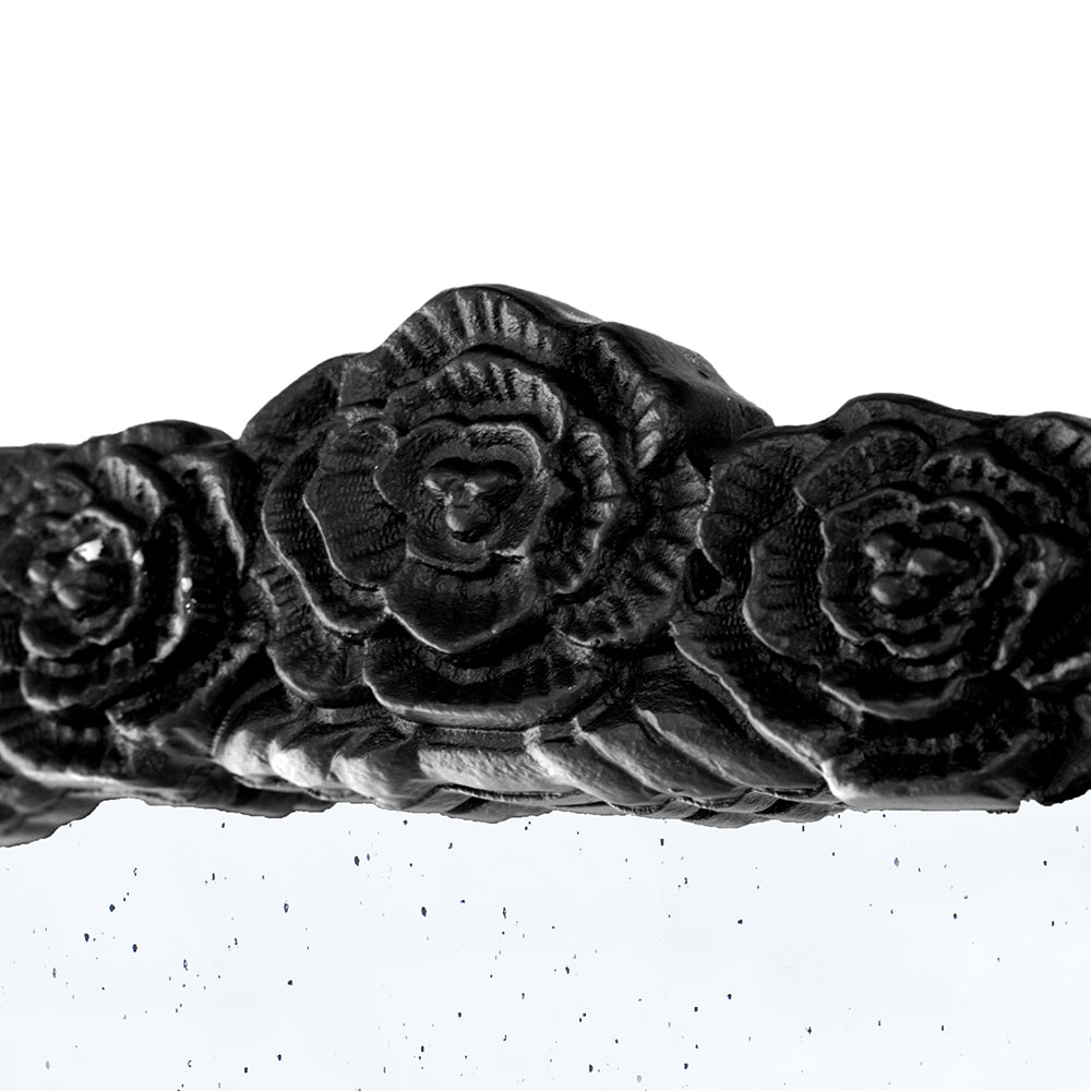 30" x 65"  Hand Carved Rose Antique Mirror Frame, Large Arch Mirror Wall Decor for Living Room, Bathroom, Entryway(Black)
