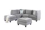 Simona Gray Velvet 6Pc Modular Sectional Sofa