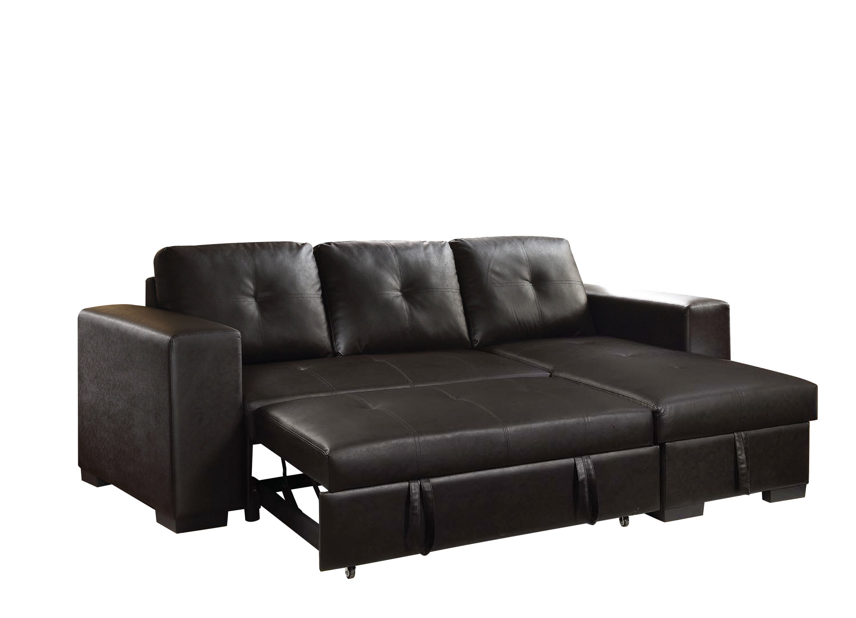 Lloyd Sectional Sofa w/Sleeper in Black PU
