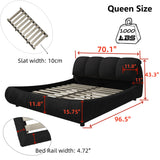 Queen Size Luxury Upholstered Platform Bed with Oversized Padded Backrest and Solid Wood Frame,suitable for Multiple heights of mattresses,Black(Old Sku:W1885S00016)