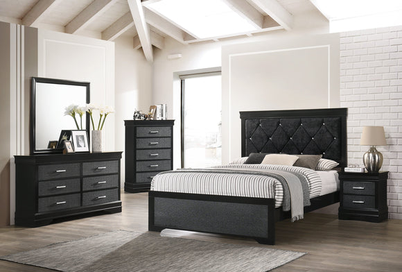 AMALIA BLACK COMPLETE BEDROOM SET BY CROWNMARK AVAILABLE IN HOUSTON, DALLAS, SAN ANTONIO, & AUSTIN  SKU b6918