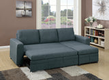 Blue Grey Reversible Chaise Storage Sofa Pull Out bed Couch