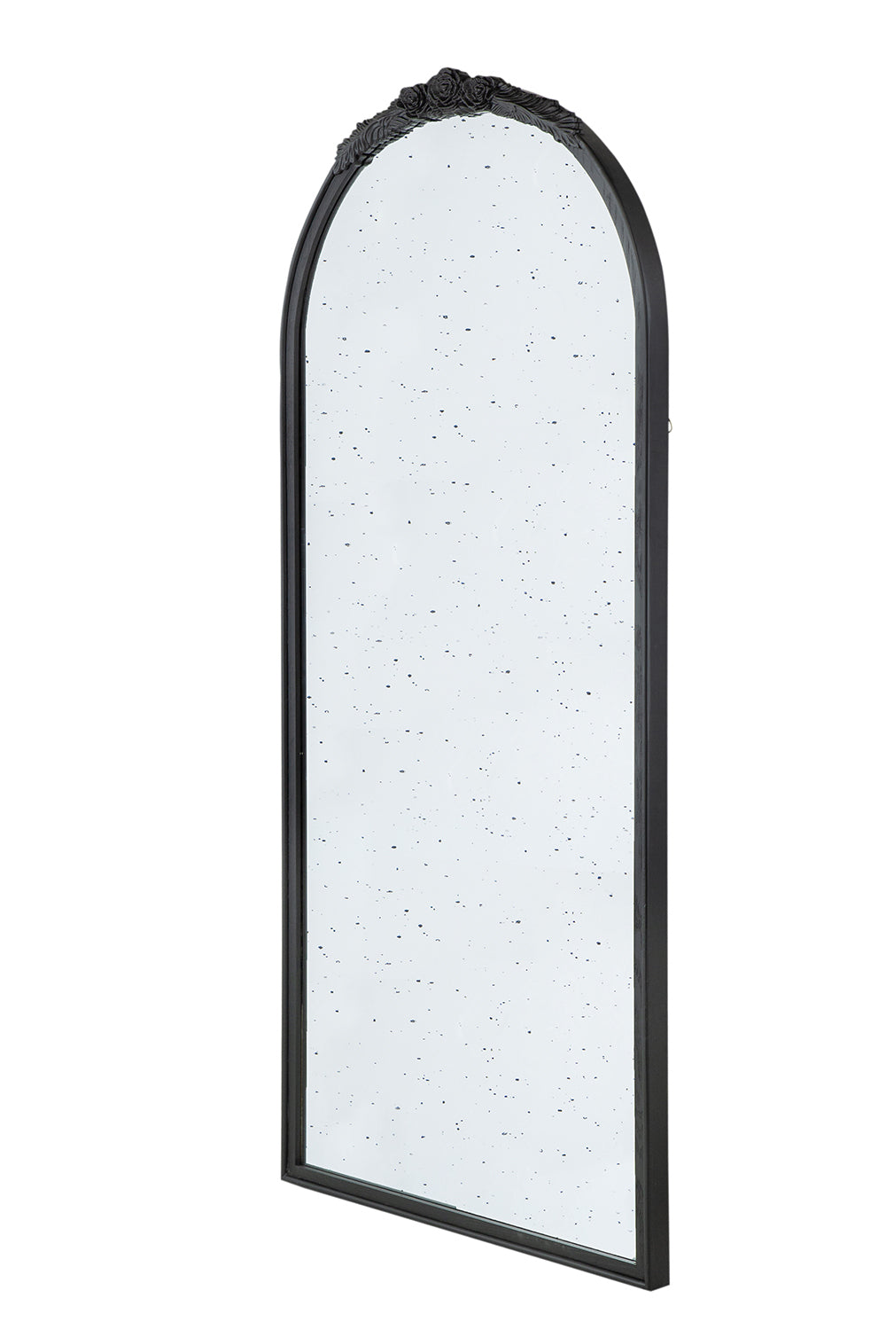 30" x 65"  Hand Carved Rose Antique Mirror Frame, Large Arch Mirror Wall Decor for Living Room, Bathroom, Entryway(Black)