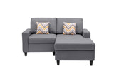 Nolan Gray Linen Fabric 2-Seater Reversible Sofa Chaise with Pillows and Interchangeable Legs