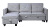 Nova Light Gray Velvet Reversible Sleeper Sectional with Storage Chaise