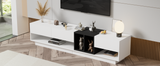 ON-TREND Sleek and Stylish TV Stand with Perfect Storage Solution, Two-tone Media Console for TVs Up to 80'', Functional TV Cabinet with Versatile Compartment for Living Room, White