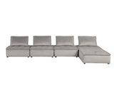 Anna Light Gray Velvet 5 Pc Sectional Sofa