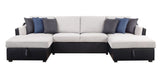 Merill Sectional Sofa w/Sleeper , Beige Fabric & Black PU